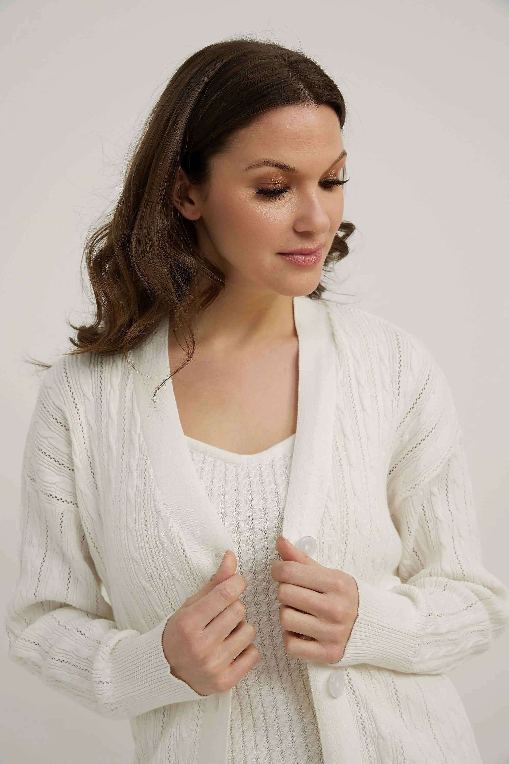 emproved Long Cardigan P2230-WHT White